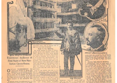 1906 newspaper clipping about the opening night of the Manhattan Center