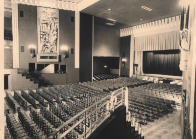 Vintage wide-angle photo of the Hammerstein Ballroom interior and stage